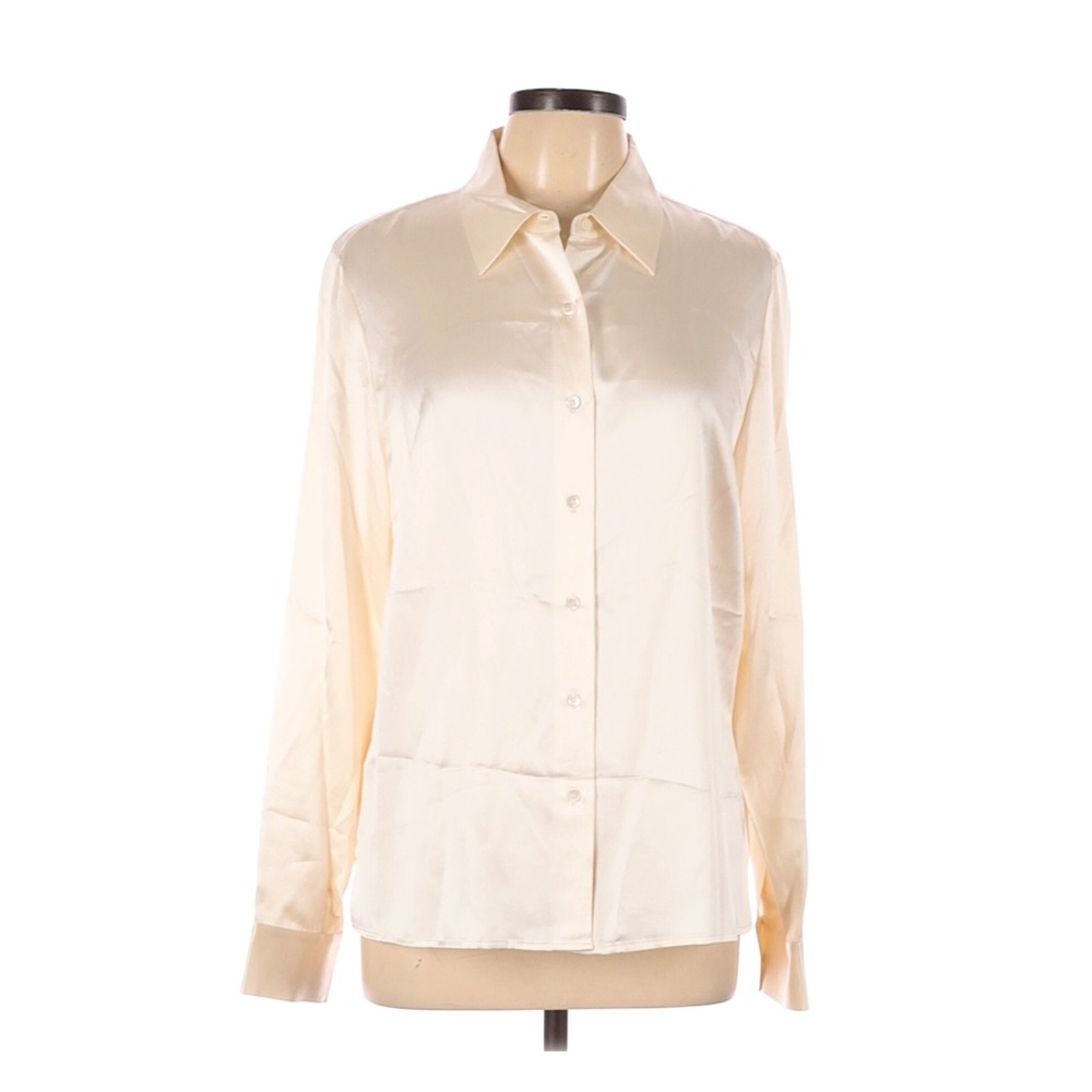 Talbots Pure Silk Soft Collar Button Down Shirt 16